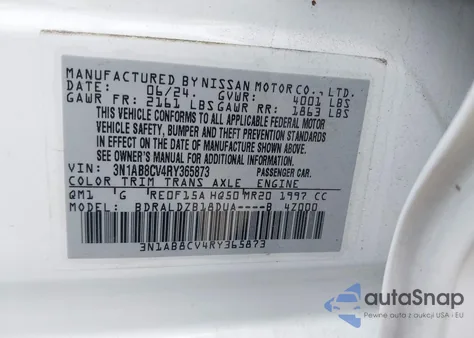 2024 Nissan Sentra Sv Xtronic Cvt из США, поврежденный, VIN 3N1AB8CV4RY365873